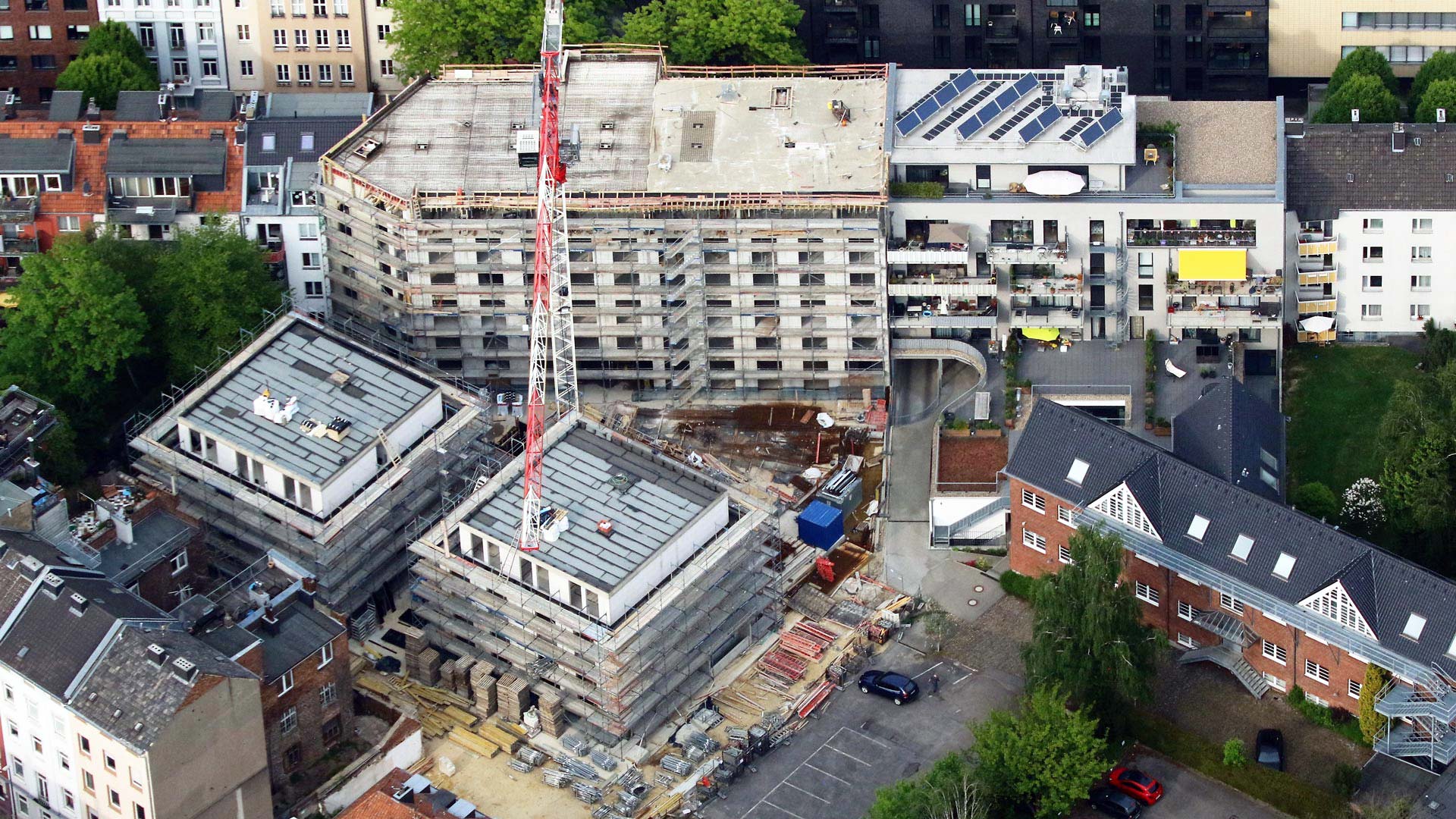 Studentenwohnungen Bed and Brains in Aachen im Bau von oben