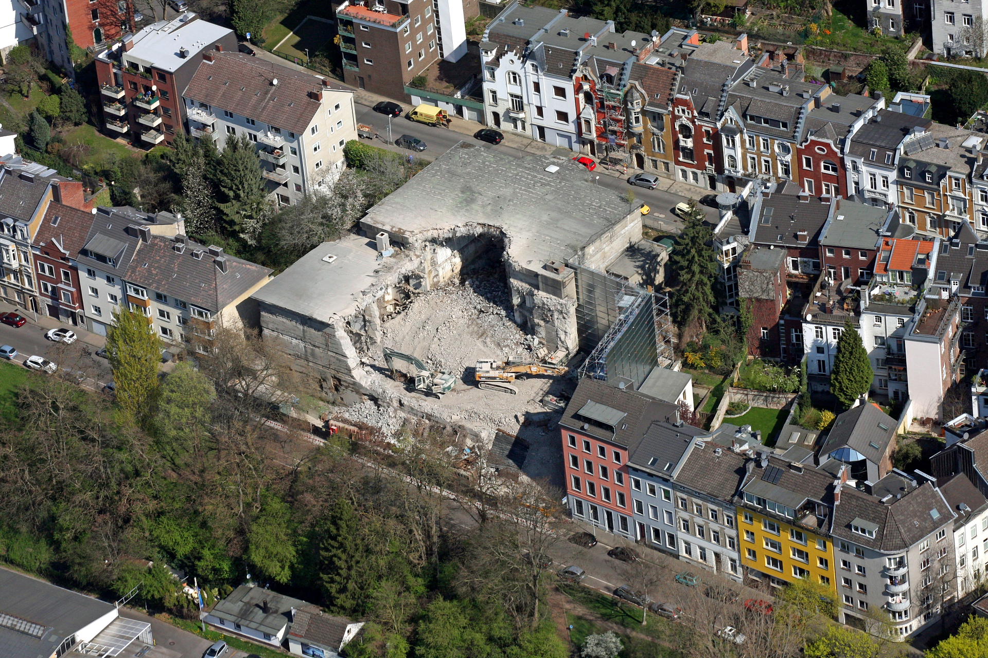 Bunkerrückbau in Aachen von oben