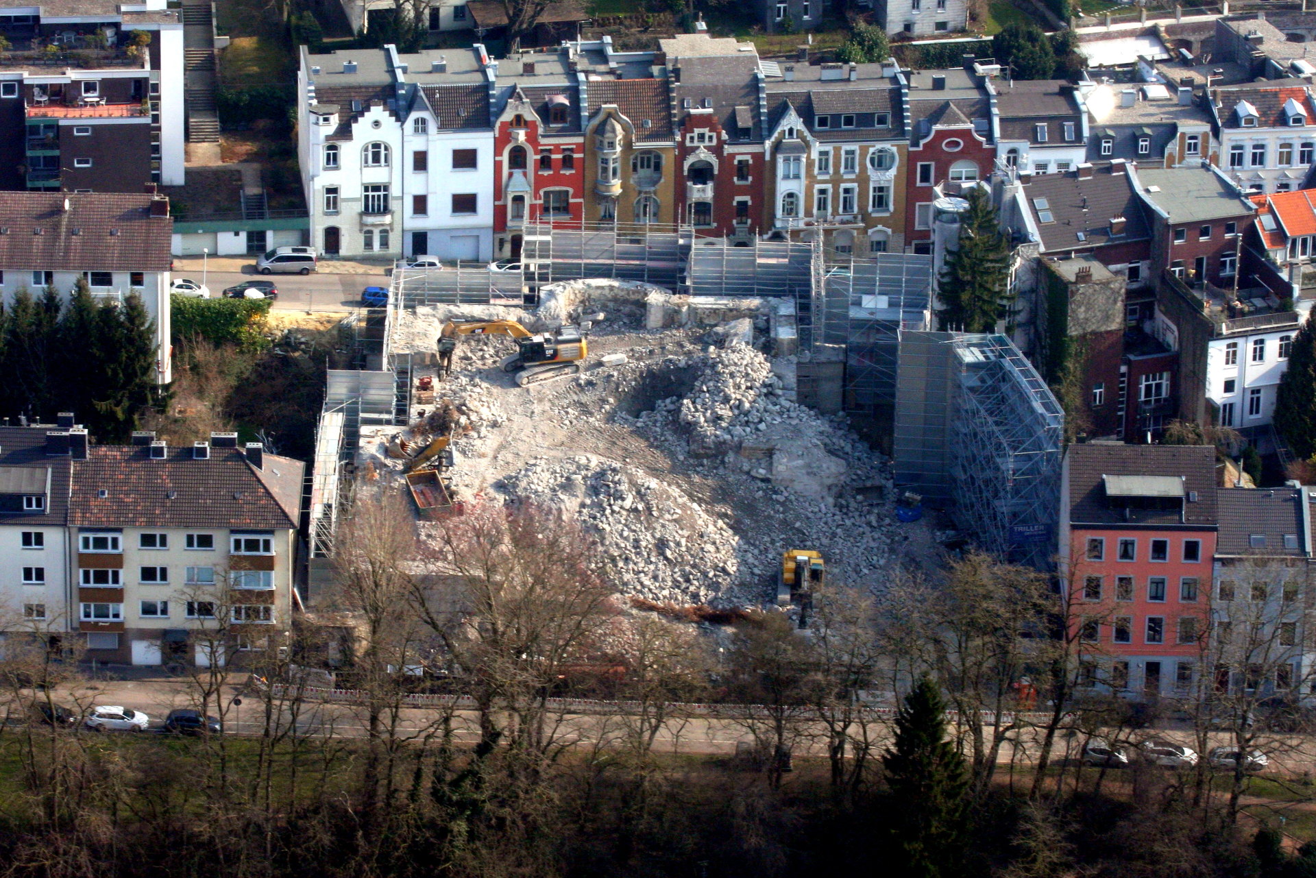 Bunkerrückbau in Aachen von oben